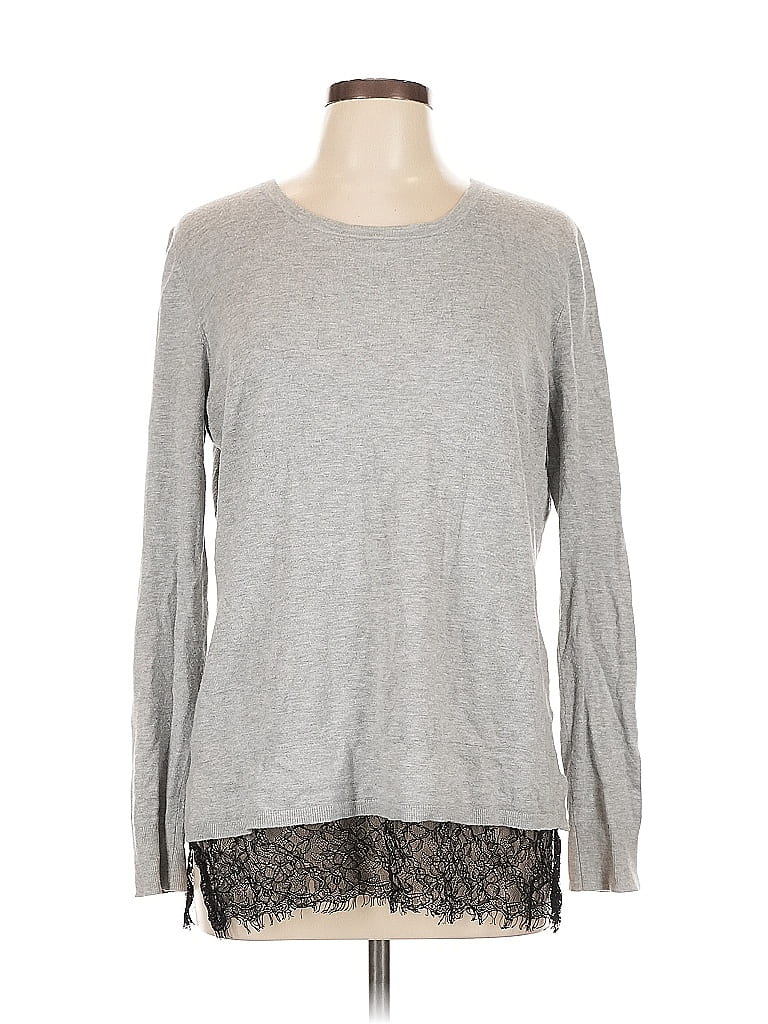 Pre-owned Brixon Ivy Long Sleeve Top Gray Crew Neck Tops