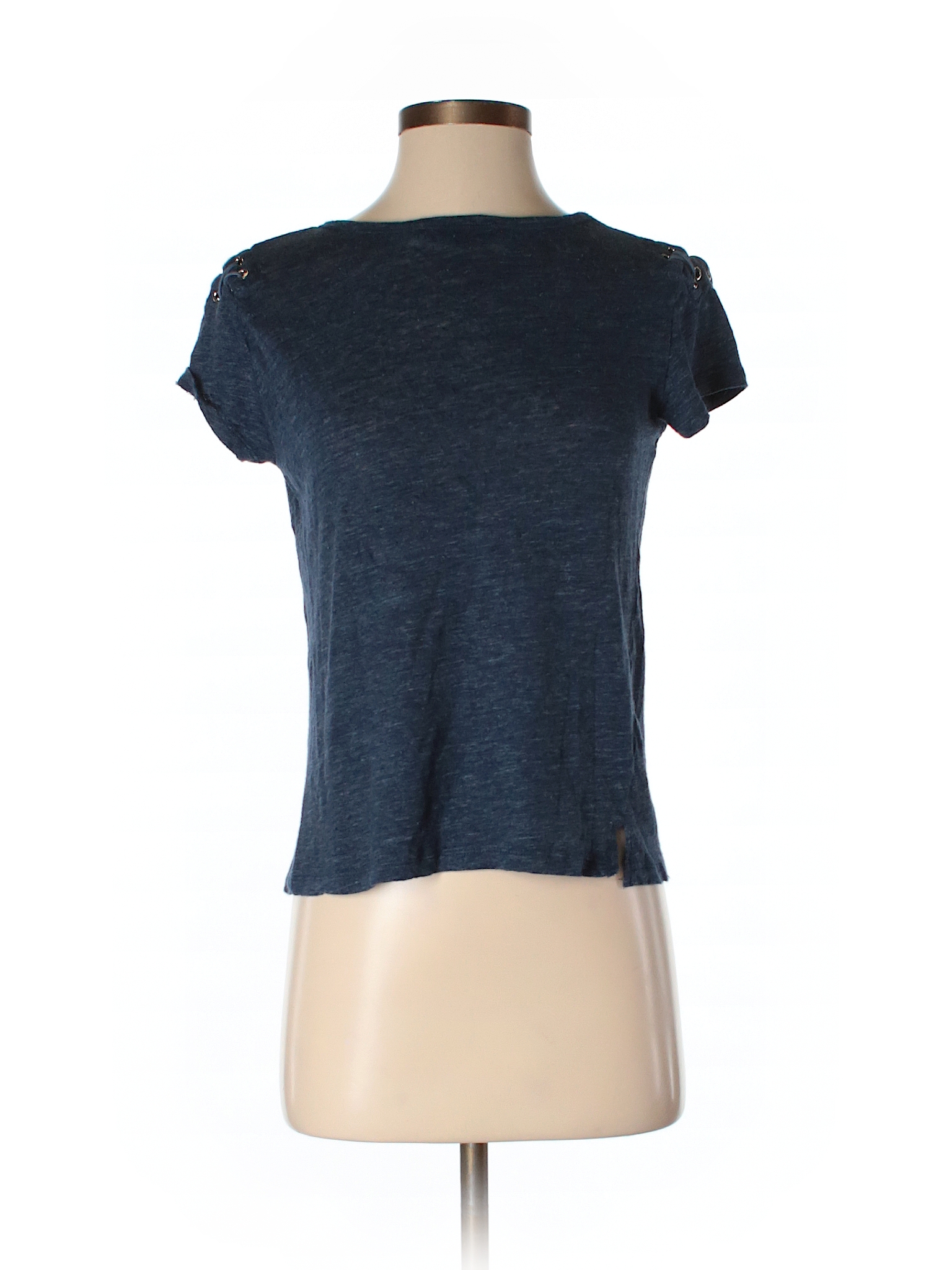 Generation Love 100% Linen Solid Navy Blue Short Sleeve Top Size S - 81 ...