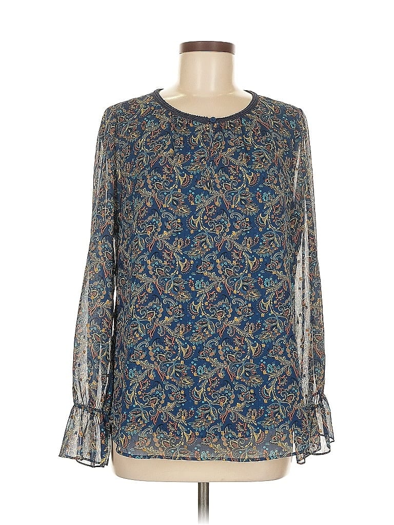 Pre-owned Daniel Rainn Long Sleeve Blouse In Blue
