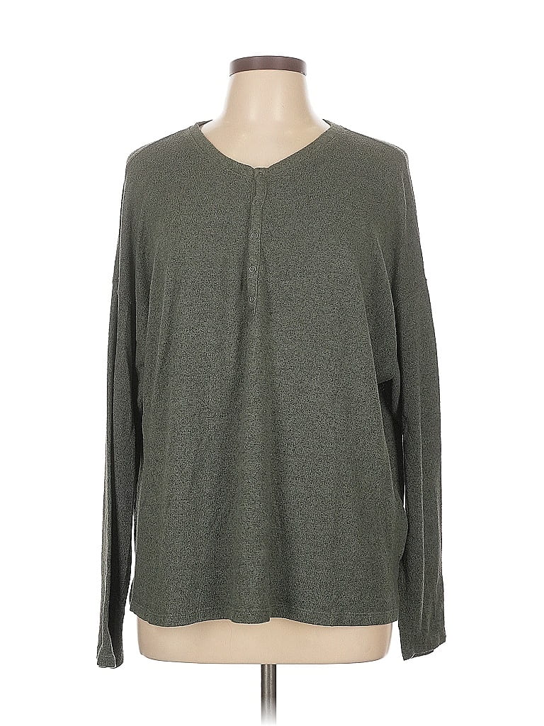 Pre-owned American Eagle Outfitters Long Sleeve Henley Shirt In Gray