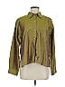 Chico's Design 100% Silk Metallic Green Long Sleeve Silk Top Size Med (1) - photo 1