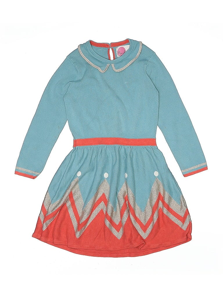 Mini Boden Chevron-herringbone Teal Dress Size 4 - 5 - photo 1