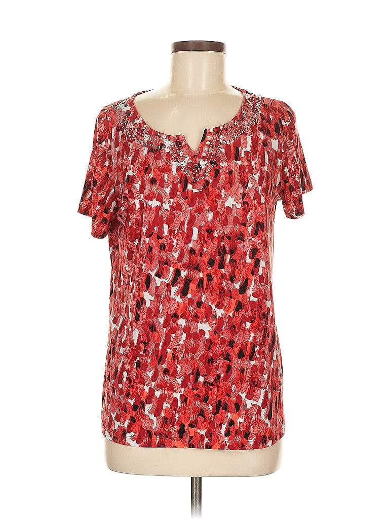 Pre-owned Sag Harbor Short Sleeve Blouse In Red