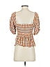 Saylor 100% Viscose Checkered-gingham Orange Yellow 3/4 Sleeve Blouse Size XXS (estimated) - photo 2