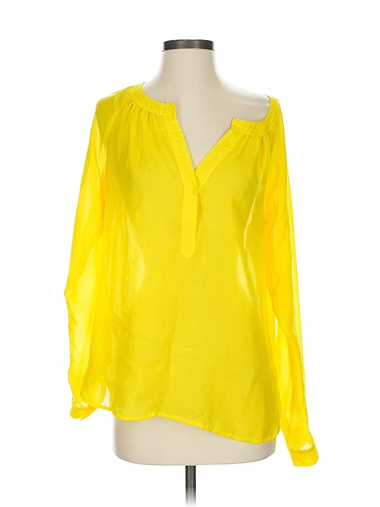 Pre-owned Ann Taylor Loft 3/4 Sleeve Blouse In Yellow