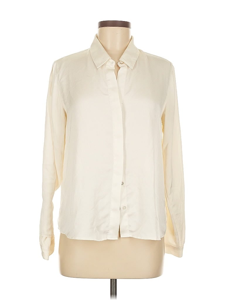 Pre-owned Nic + Zoe Long Sleeve Blouse In White