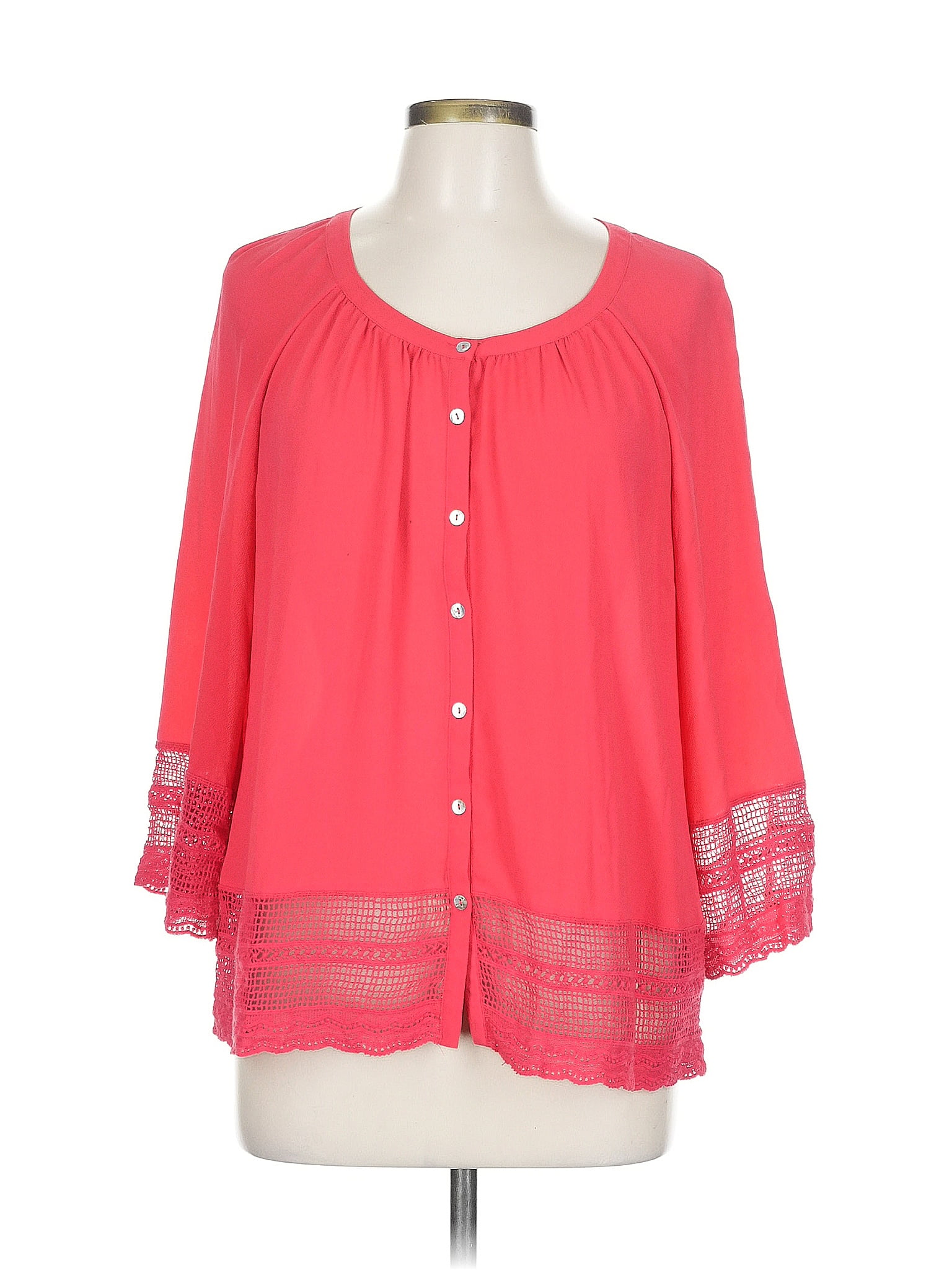 Daniel Rainn Women Ivory Long Sleeve Top 2X Plus