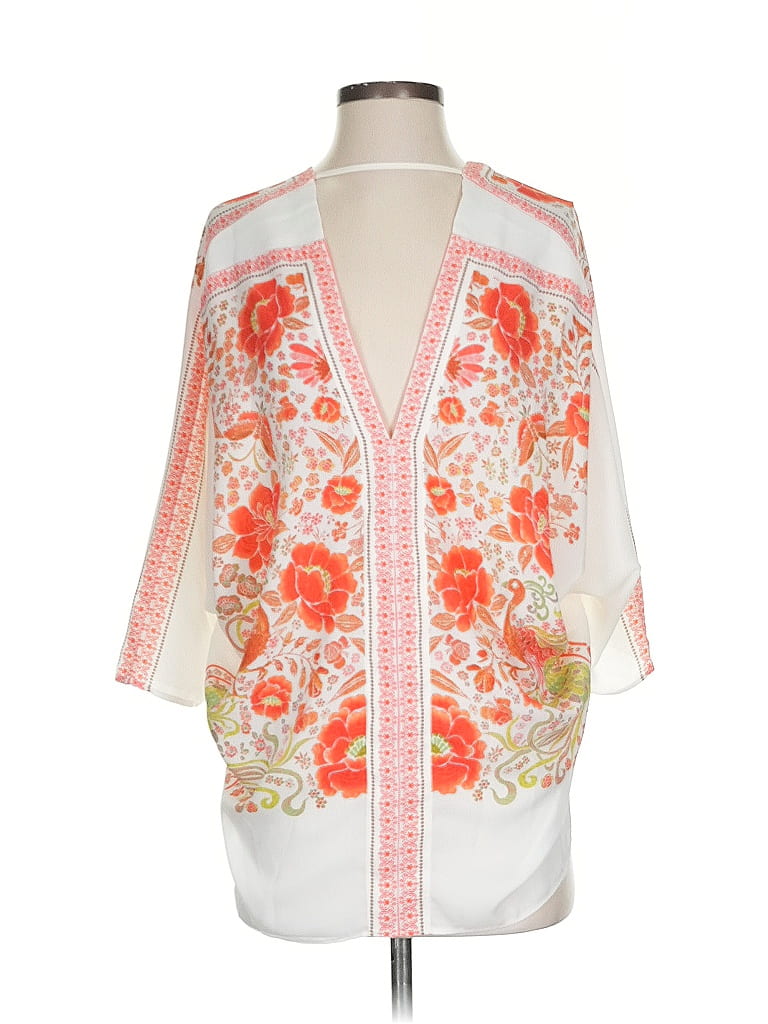 Rose + Olive 100% Polyester Orange 3/4 Sleeve Blouse Size S - photo 1