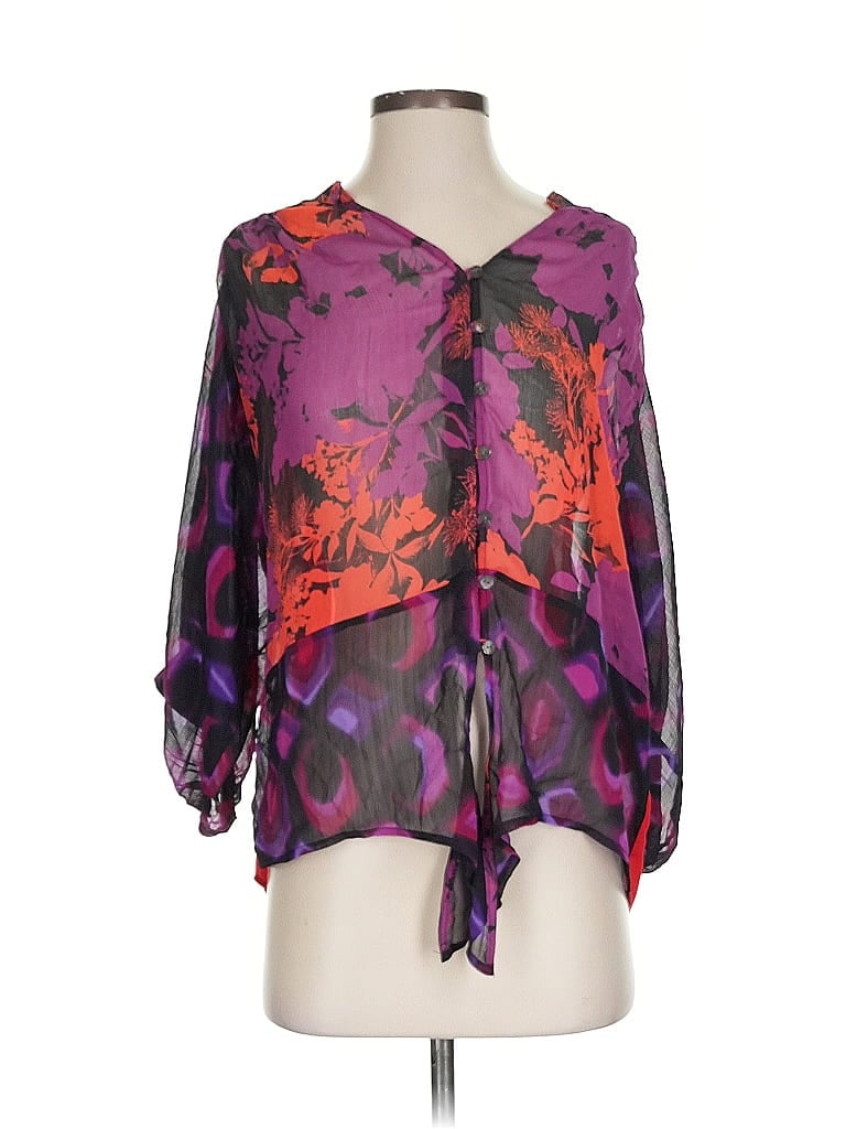 Pre-owned Fig And Flower 3/4 Sleeve Blouse In Purple