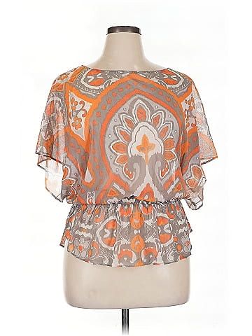 INC International Concepts Short Sleeve Blouse (view 1)