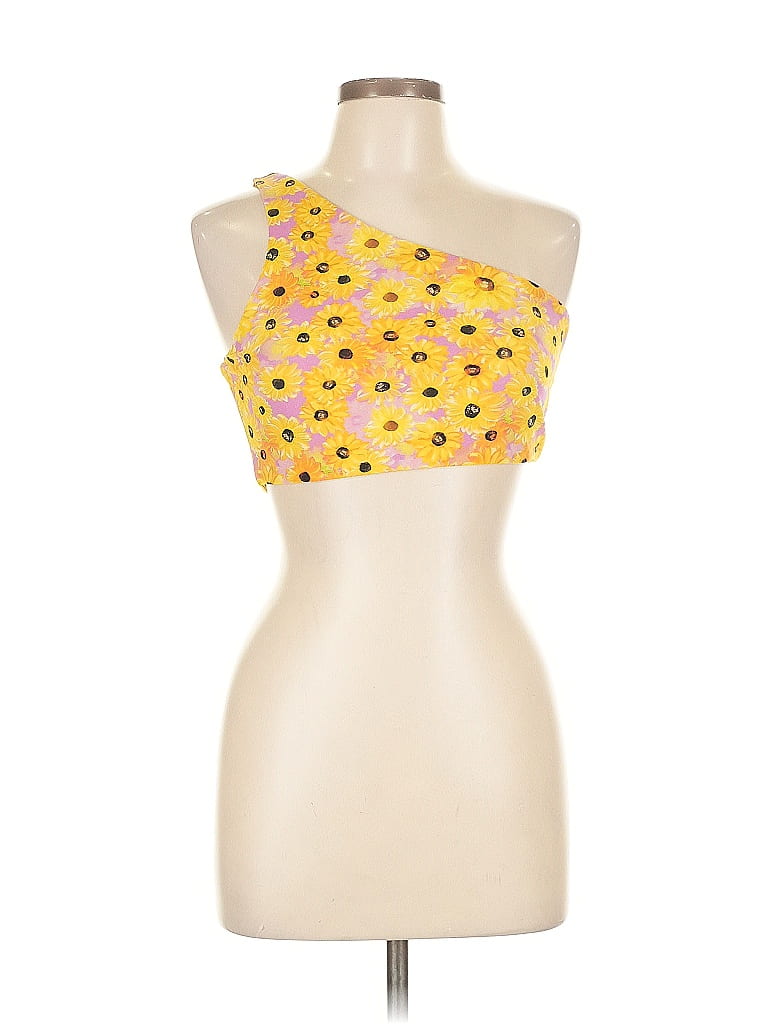 Pre-owned Zara Tank Top Yellow Strapless Neckline Tops