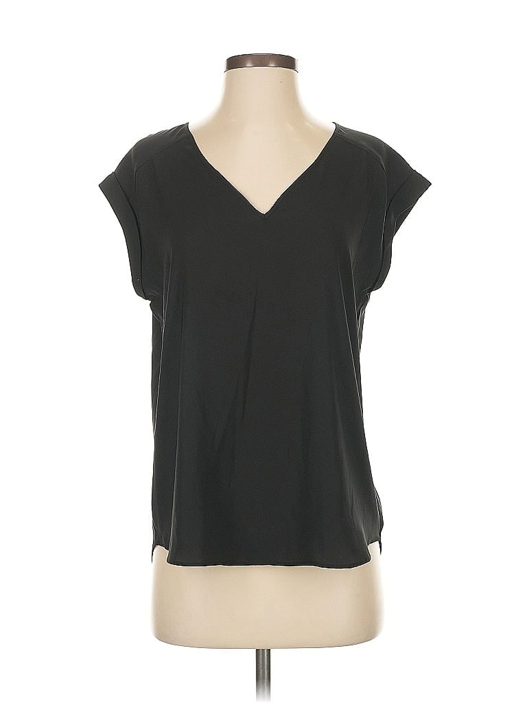Pre-owned 7th Avenue Design Studio New York & Company Short Sleeve Top Black V Neck Tops