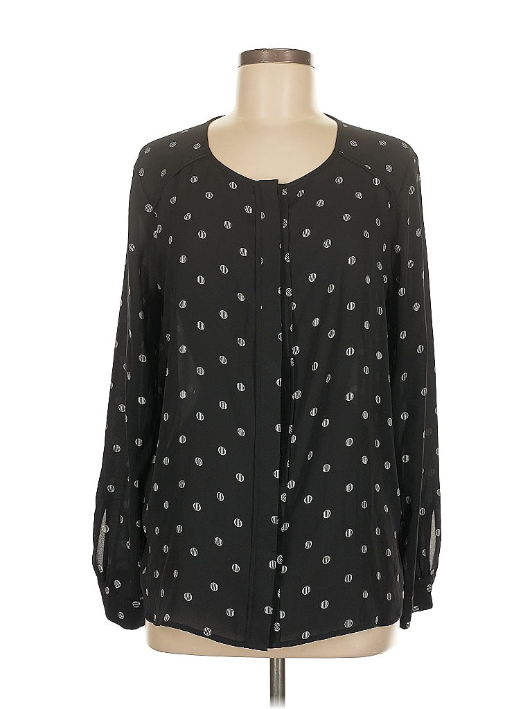 Pre-owned Ann Taylor Loft Long Sleeve Blouse In Black