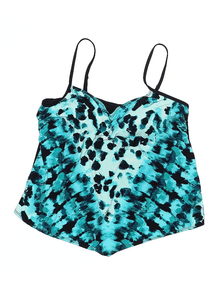 Pre-owned Sonnet Shores Swimsuit Top Teal Animal Print Pattern Swimwear In Blue