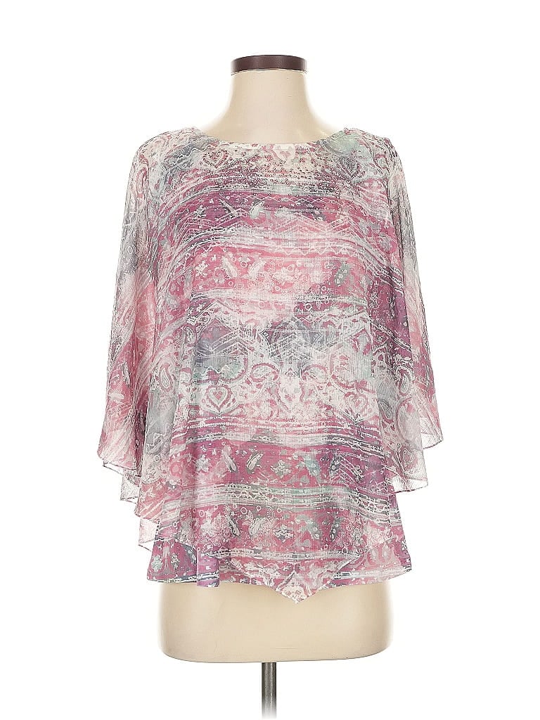 One World 100% Polyester Pink 3/4 Sleeve Blouse Size S - photo 1