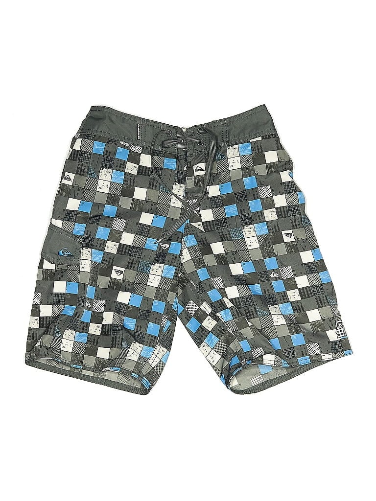 Quiksilver 100% Polyester Argyle Gray Silver Board Shorts Size M (youth) - photo 1