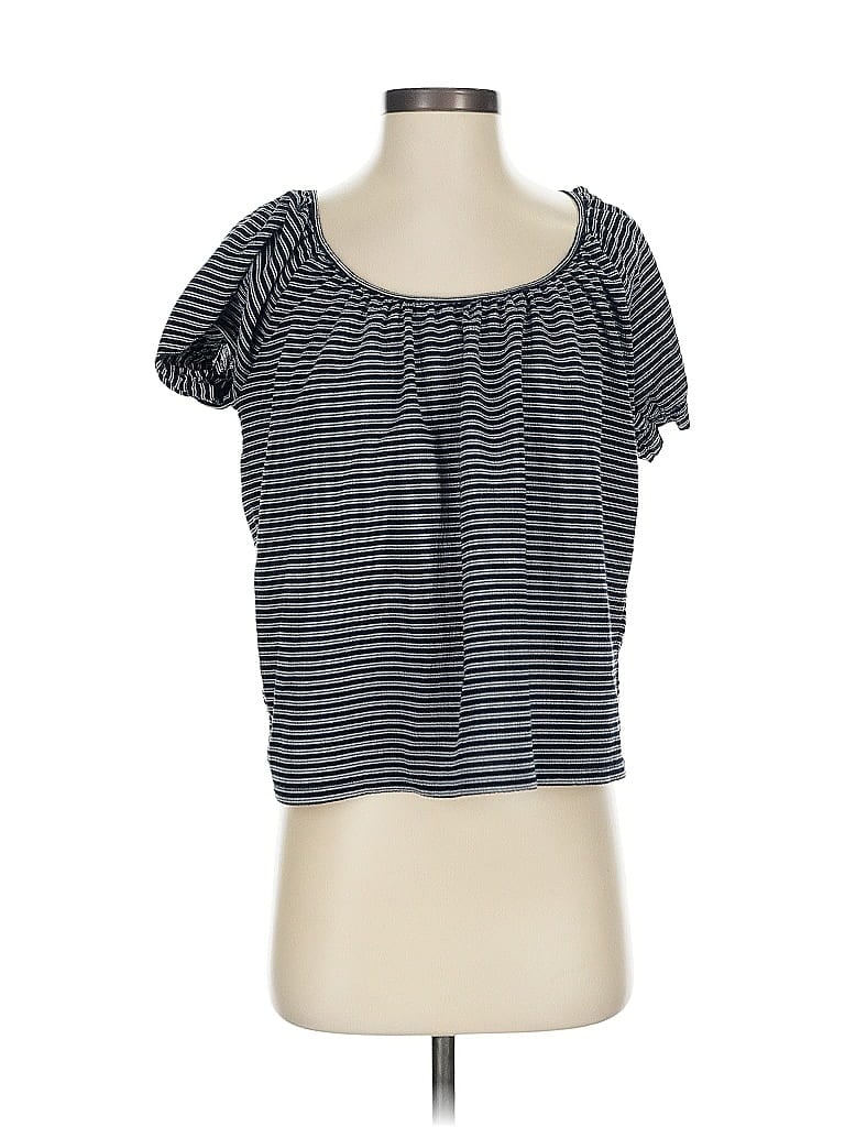 TeXTURE & THREAD Madewell Stripes Blue Black Short Sleeve Top Size S - photo 1