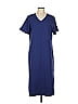 D&Co. Solid Blue Casual Dress Size L - photo 1