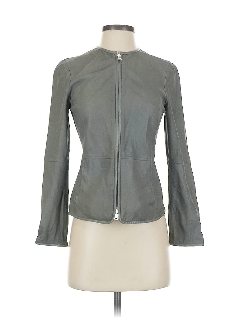 Worth New York 100% Leather Gray Leather Jacket Size 0 - photo 1