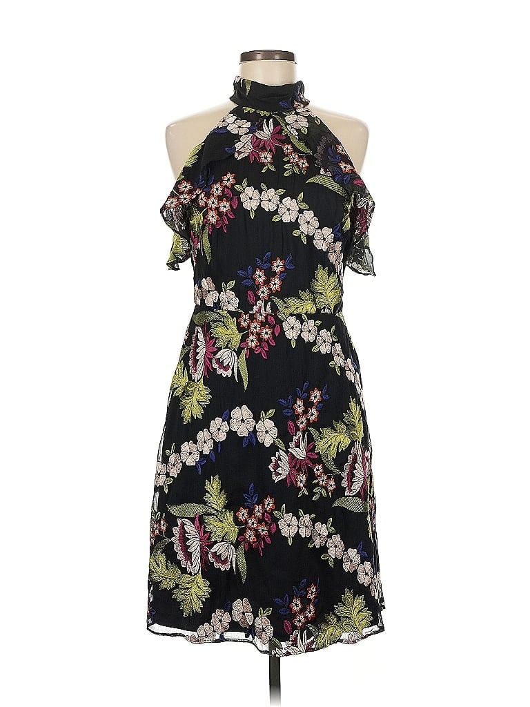 ML Monique Lhuillier Floral Black Cocktail Dress Size 6 - photo 1