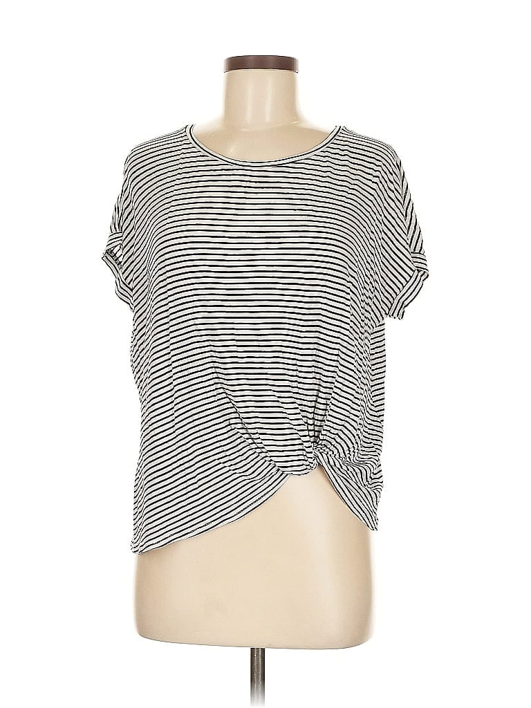 A. Ok Coevolution Stripes Ivory Short Sleeve T-Shirt Size M - photo 1