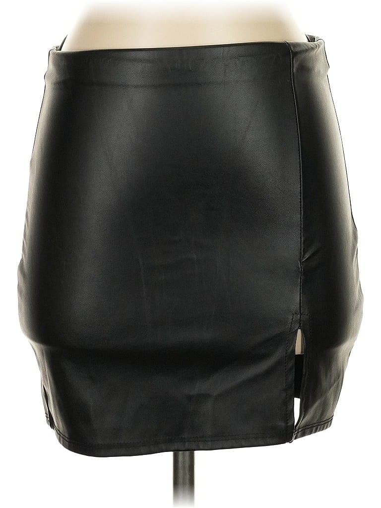 Pre-owned Better Be Faux Leather Skirt In Black