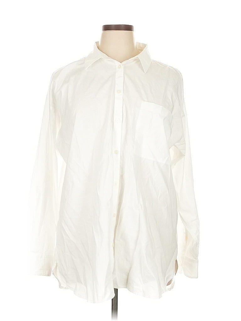 Pre-owned Ann Taylor Loft Long Sleeve Button Down Shirt In White