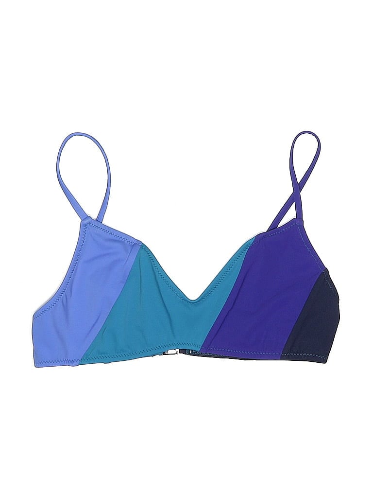 Pre-owned Araks Swimsuit Top Blue Color Block Pattern Swimwear