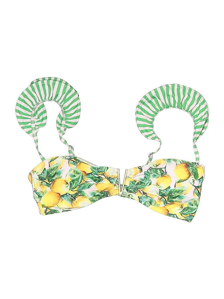 Pre-owned Unbranded Swimsuit Top Yellow Tropical Pattern Swimwear