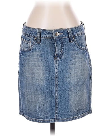 No Boundaries Blue Denim Skirt with Faded Wash (view 1)