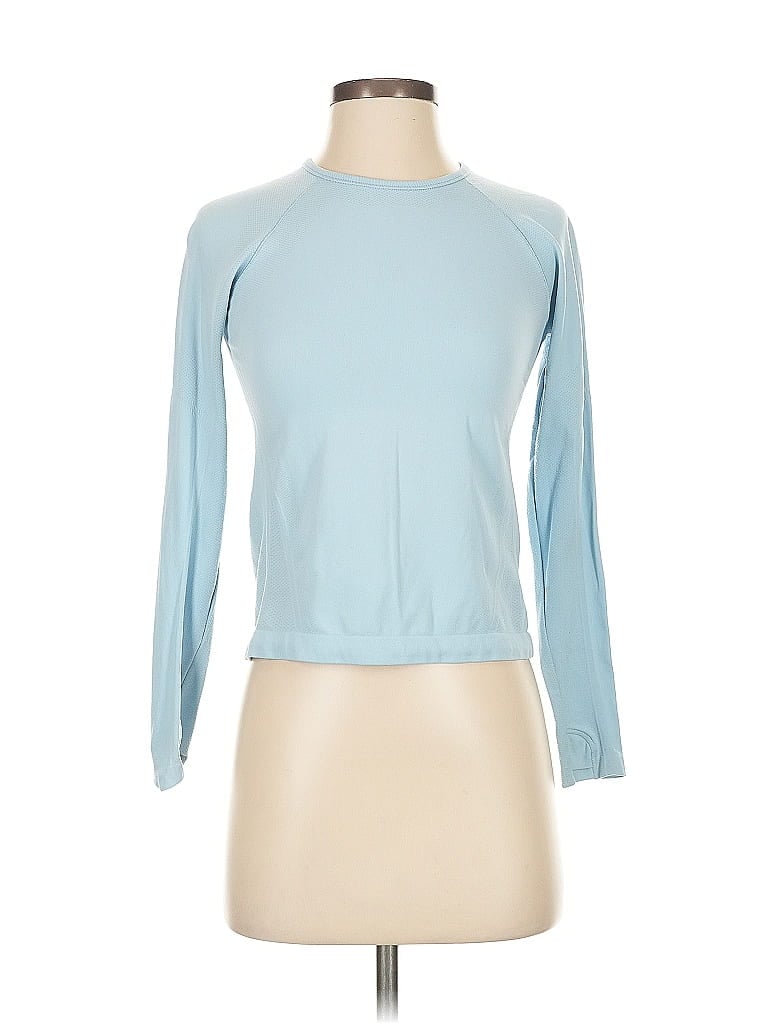Pre-owned Athleta 3/4 Sleeve T-shirt In Blue