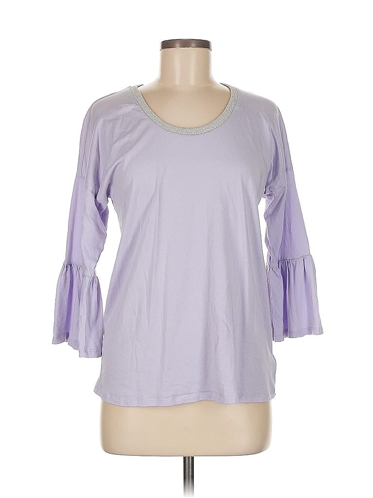 Pre-owned Michael Michael Kors 3/4 Sleeve Top Purple Keyhole Neckline Tops
