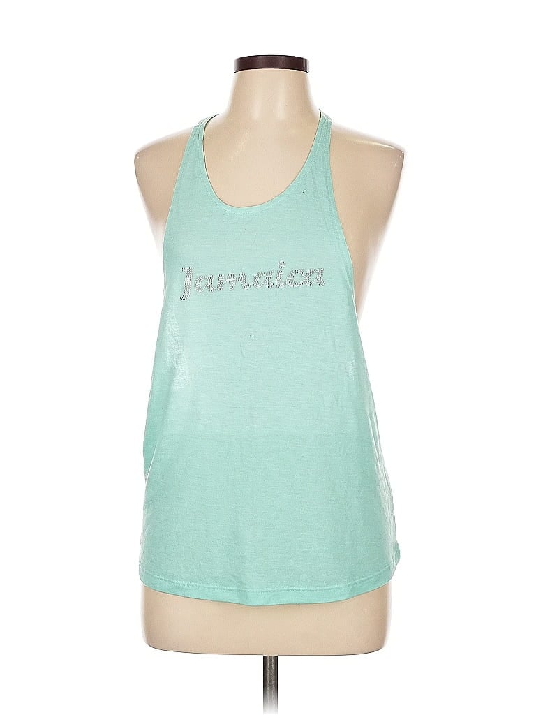 Pre-owned Assorted Brands Tank Top Teal Halter Neckline Tops In Blue