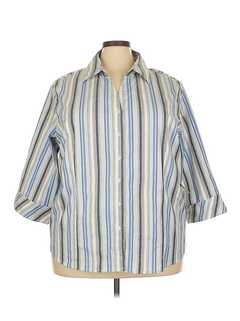 Pre-owned Club Z Collection 3/4 Sleeve Button Down Shirt In Blue