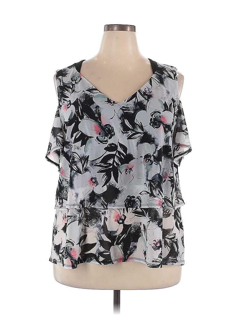 Pre-owned Lane Bryant Short Sleeve Blouse In Gray