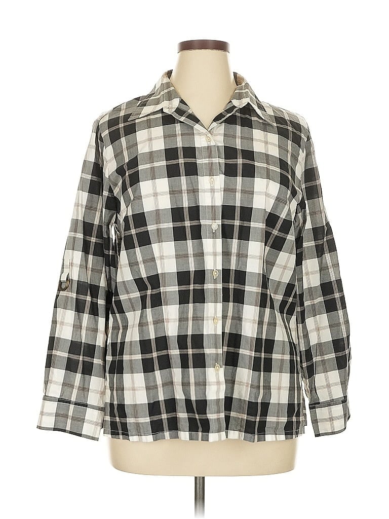 Pre-owned Jones New York Signature Long Sleeve Button Down Shirt In White