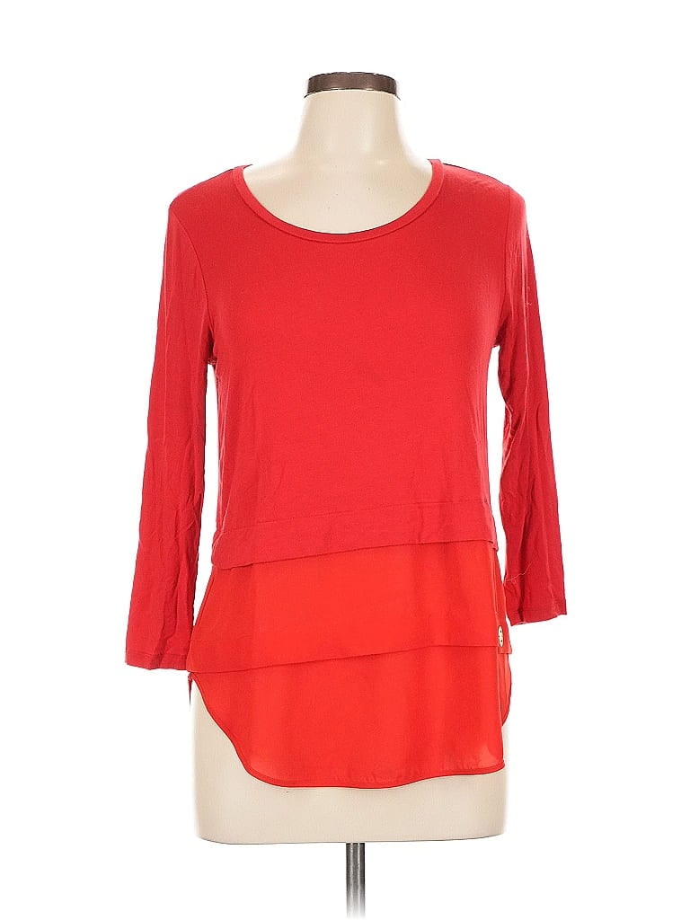 Pre-owned Michael Michael Kors 3/4 Sleeve Top Red Boatneck Tops