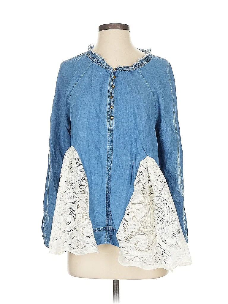 Pre-owned Sundance 3/4 Sleeve Blouse In Blue