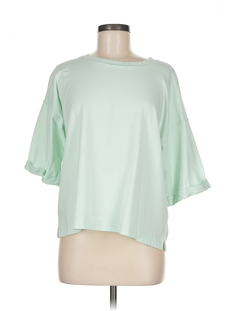 Pre-owned Eileen Fisher Short Sleeve Blouse In Green