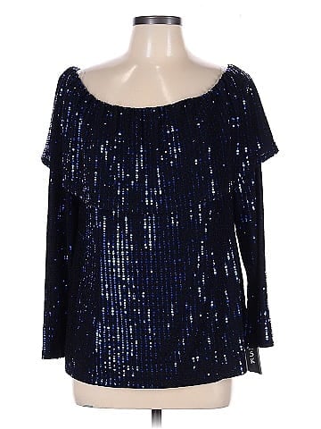 MSK Blue Sequin Sparkly Top Elegance (view 1)