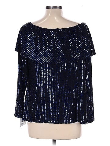 MSK Blue Sequin Sparkly Top Elegance (view 2)