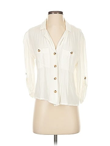 Bershka 3/4 Sleeve Button-Down Shirt (view 1)