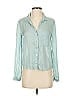 Bella Dahl 100% Lyocell Solid Color Block Plaid Green Teal Long Sleeve Button-Down Shirt Size XS - photo 1