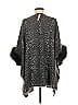 Sofia Cashmere 100% Cashmere Gray Black Fox Fur Trimmed Poncho One size - photo 2
