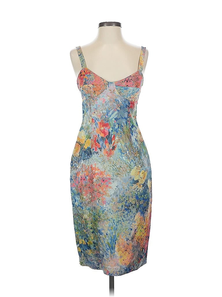 David Meister Print Blue Cocktail Dress Size 2 - photo 1