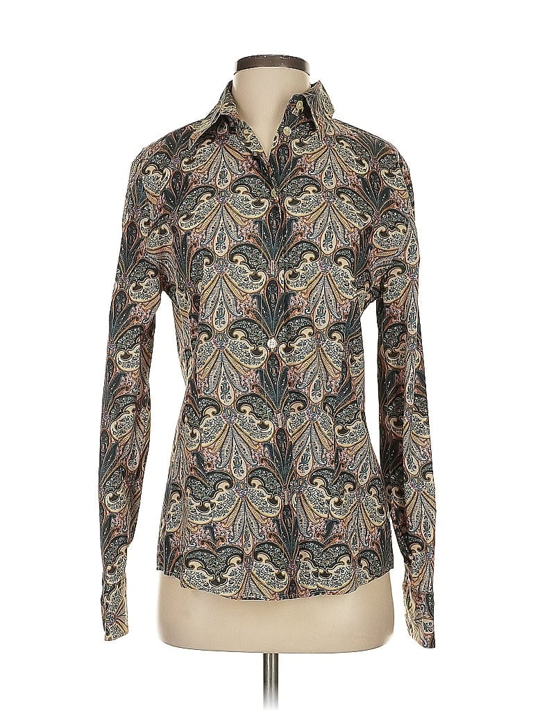 ETRO Paisley Brown Yellow Long Sleeve Blouse Size EU (IT) 40 / US 4 - photo 1