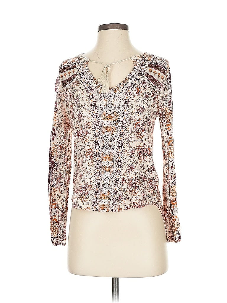 Pre-owned Lucky Brand Long Sleeve Blouse In White