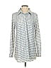 Lyssé 100% Nylon Houndstooth Blue Long Sleeve Button-Down Shirt Size S - photo 1