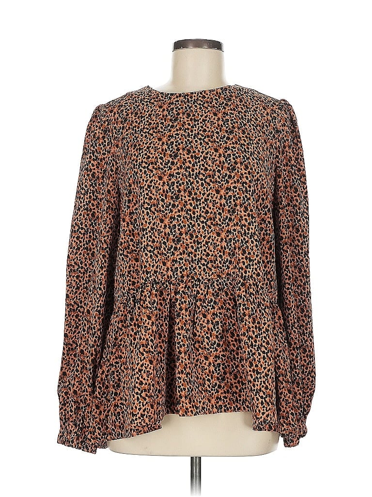 Pomander Place 100% Polyester Brown Long Sleeve Blouse Size M - photo 1