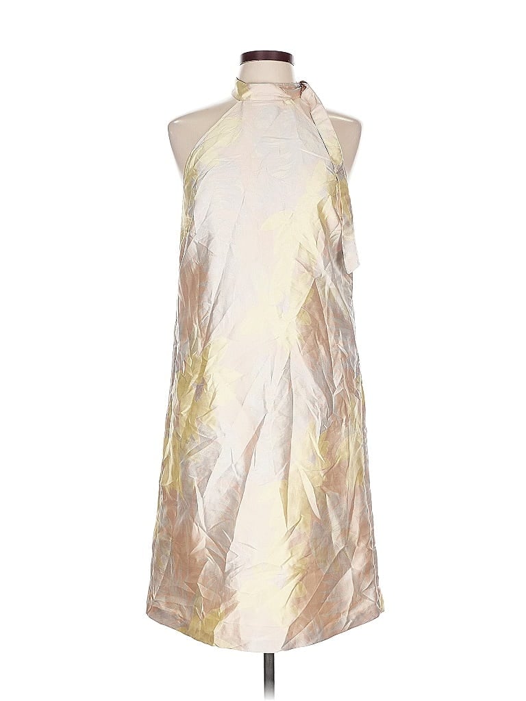 Worth New York 100% Polyester Metallic Ivory Cocktail Dress Size 10 - photo 1
